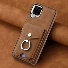 Silikon Hülle Handyhülle Gummi Schutzhülle Flexible Leder Tasche SD3 für Samsung Galaxy A22 4G Braun