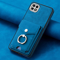 Silikon Hülle Handyhülle Gummi Schutzhülle Flexible Leder Tasche SD3 für Samsung Galaxy A22 5G Blau