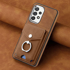 Silikon Hülle Handyhülle Gummi Schutzhülle Flexible Leder Tasche SD3 für Samsung Galaxy A52 4G Braun
