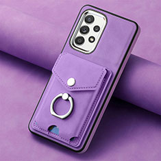 Silikon Hülle Handyhülle Gummi Schutzhülle Flexible Leder Tasche SD3 für Samsung Galaxy A72 4G Violett