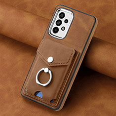Silikon Hülle Handyhülle Gummi Schutzhülle Flexible Leder Tasche SD3 für Samsung Galaxy A73 5G Braun