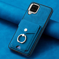Silikon Hülle Handyhülle Gummi Schutzhülle Flexible Leder Tasche SD3 für Samsung Galaxy M32 4G Blau