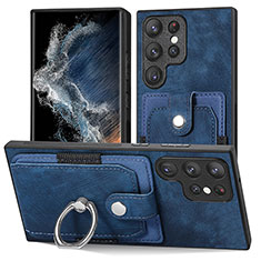 Silikon Hülle Handyhülle Gummi Schutzhülle Flexible Leder Tasche SD3 für Samsung Galaxy S22 Ultra 5G Blau