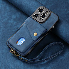 Silikon Hülle Handyhülle Gummi Schutzhülle Flexible Leder Tasche SD4 für Apple iPhone 13 Pro Blau