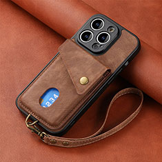Silikon Hülle Handyhülle Gummi Schutzhülle Flexible Leder Tasche SD4 für Apple iPhone 13 Pro Braun