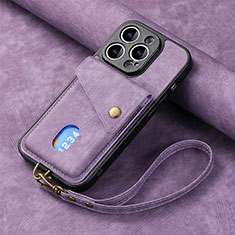 Silikon Hülle Handyhülle Gummi Schutzhülle Flexible Leder Tasche SD4 für Apple iPhone 14 Pro Max Helles Lila