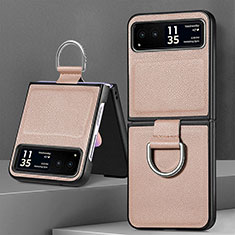 Silikon Hülle Handyhülle Gummi Schutzhülle Flexible Leder Tasche SD4 für Motorola Moto Razr 40 5G Kahki