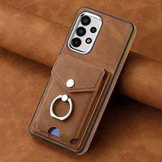 Silikon Hülle Handyhülle Gummi Schutzhülle Flexible Leder Tasche SD4 für Samsung Galaxy A13 4G Braun