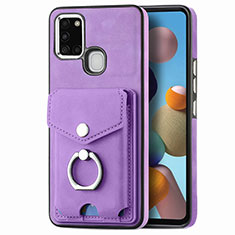 Silikon Hülle Handyhülle Gummi Schutzhülle Flexible Leder Tasche SD4 für Samsung Galaxy A21s Violett