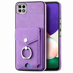 Silikon Hülle Handyhülle Gummi Schutzhülle Flexible Leder Tasche SD4 für Samsung Galaxy A22s 5G Violett