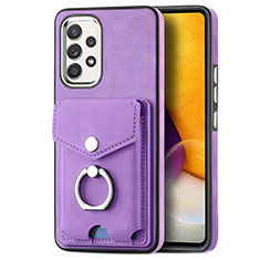 Silikon Hülle Handyhülle Gummi Schutzhülle Flexible Leder Tasche SD4 für Samsung Galaxy A72 5G Violett