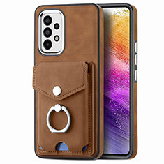 Silikon Hülle Handyhülle Gummi Schutzhülle Flexible Leder Tasche SD4 für Samsung Galaxy A73 5G Braun