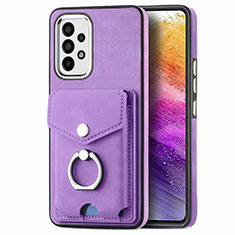 Silikon Hülle Handyhülle Gummi Schutzhülle Flexible Leder Tasche SD4 für Samsung Galaxy A73 5G Violett