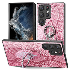 Silikon Hülle Handyhülle Gummi Schutzhülle Flexible Leder Tasche SD4 für Samsung Galaxy S22 Ultra 5G Pink