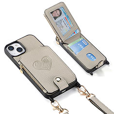 Silikon Hülle Handyhülle Gummi Schutzhülle Flexible Leder Tasche SD5 für Apple iPhone 14 Plus Grau