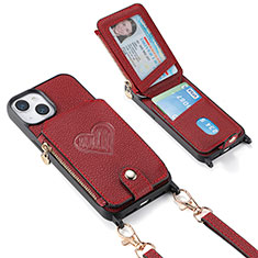 Silikon Hülle Handyhülle Gummi Schutzhülle Flexible Leder Tasche SD5 für Apple iPhone 14 Plus Rot
