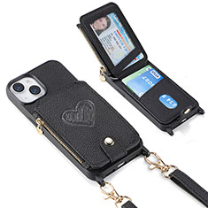 Silikon Hülle Handyhülle Gummi Schutzhülle Flexible Leder Tasche SD5 für Apple iPhone 14 Plus Schwarz