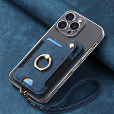 Silikon Hülle Handyhülle Gummi Schutzhülle Flexible Leder Tasche SD5 für Apple iPhone 14 Pro Max Blau