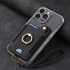 Silikon Hülle Handyhülle Gummi Schutzhülle Flexible Leder Tasche SD5 für Apple iPhone 14 Pro Max Schwarz