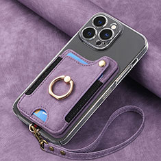 Silikon Hülle Handyhülle Gummi Schutzhülle Flexible Leder Tasche SD5 für Apple iPhone 14 Pro Max Violett