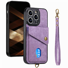 Silikon Hülle Handyhülle Gummi Schutzhülle Flexible Leder Tasche SD5 für Apple iPhone 15 Pro Helles Lila