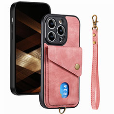 Silikon Hülle Handyhülle Gummi Schutzhülle Flexible Leder Tasche SD5 für Apple iPhone 16 Pro Rosa