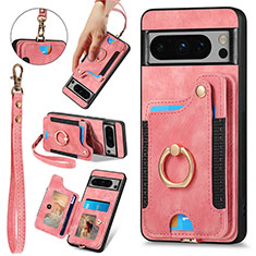 Silikon Hülle Handyhülle Gummi Schutzhülle Flexible Leder Tasche SD5 für Google Pixel 8 Pro 5G Rosa