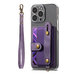 Silikon Hülle Handyhülle Gummi Schutzhülle Flexible Leder Tasche SD6 für Apple iPhone 14 Pro Violett