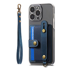 Silikon Hülle Handyhülle Gummi Schutzhülle Flexible Leder Tasche SD6 für Apple iPhone 15 Pro Blau