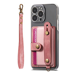 Silikon Hülle Handyhülle Gummi Schutzhülle Flexible Leder Tasche SD6 für Apple iPhone 15 Pro Rosa