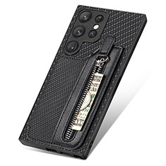 Silikon Hülle Handyhülle Gummi Schutzhülle Flexible Leder Tasche SD6 für Samsung Galaxy S22 Ultra 5G Schwarz