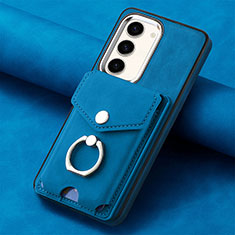 Silikon Hülle Handyhülle Gummi Schutzhülle Flexible Leder Tasche SD6 für Samsung Galaxy S23 Plus 5G Blau