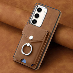 Silikon Hülle Handyhülle Gummi Schutzhülle Flexible Leder Tasche SD6 für Samsung Galaxy S24 5G Braun