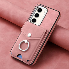 Silikon Hülle Handyhülle Gummi Schutzhülle Flexible Leder Tasche SD6 für Samsung Galaxy S24 5G Rosa