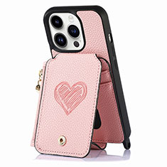 Silikon Hülle Handyhülle Gummi Schutzhülle Flexible Leder Tasche SD7 für Apple iPhone 13 Pro Rosa