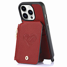 Silikon Hülle Handyhülle Gummi Schutzhülle Flexible Leder Tasche SD7 für Apple iPhone 13 Pro Rot