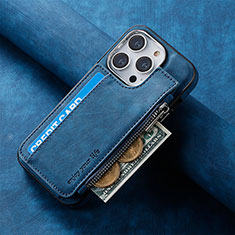 Silikon Hülle Handyhülle Gummi Schutzhülle Flexible Leder Tasche SD8 für Apple iPhone 14 Pro Blau