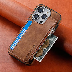 Silikon Hülle Handyhülle Gummi Schutzhülle Flexible Leder Tasche SD8 für Apple iPhone 14 Pro Braun