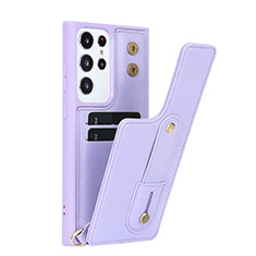 Silikon Hülle Handyhülle Gummi Schutzhülle Flexible Leder Tasche SY1 für Samsung Galaxy S22 Ultra 5G Violett