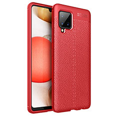 Silikon Hülle Handyhülle Gummi Schutzhülle Flexible Leder Tasche WL1 für Samsung Galaxy A42 5G Rot