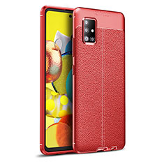 Silikon Hülle Handyhülle Gummi Schutzhülle Flexible Leder Tasche WL1 für Samsung Galaxy A51 5G Rot