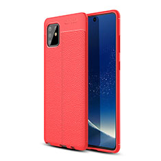 Silikon Hülle Handyhülle Gummi Schutzhülle Flexible Leder Tasche WL1 für Samsung Galaxy A81 Rot