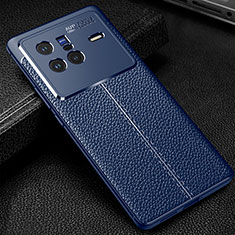 Silikon Hülle Handyhülle Gummi Schutzhülle Flexible Leder Tasche WL1 für Vivo X80 5G Blau