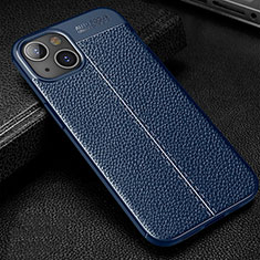 Silikon Hülle Handyhülle Gummi Schutzhülle Flexible Leder Tasche Z01 für Apple iPhone 14 Blau