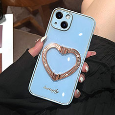 Silikon Hülle Handyhülle Gummi Schutzhülle Flexible Tasche Bling-Bling JL1 für Apple iPhone 15 Blau