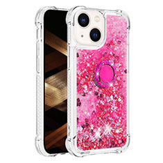 Silikon Hülle Handyhülle Gummi Schutzhülle Flexible Tasche Bling-Bling mit Fingerring Ständer S01 für Apple iPhone 13 Pink
