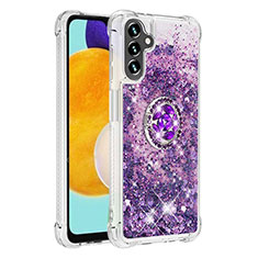 Silikon Hülle Handyhülle Gummi Schutzhülle Flexible Tasche Bling-Bling mit Fingerring Ständer S01 für Samsung Galaxy A04s Violett