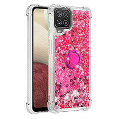 Silikon Hülle Handyhülle Gummi Schutzhülle Flexible Tasche Bling-Bling mit Fingerring Ständer S01 für Samsung Galaxy A12 5G Pink