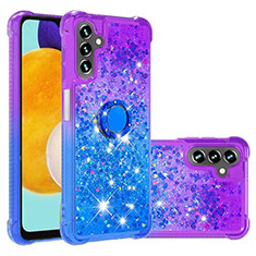 Silikon Hülle Handyhülle Gummi Schutzhülle Flexible Tasche Bling-Bling mit Fingerring Ständer S02 für Samsung Galaxy A04s Violett