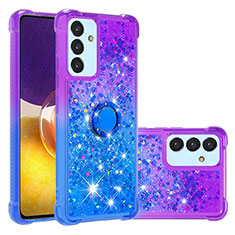 Silikon Hülle Handyhülle Gummi Schutzhülle Flexible Tasche Bling-Bling mit Fingerring Ständer S02 für Samsung Galaxy A05s Violett